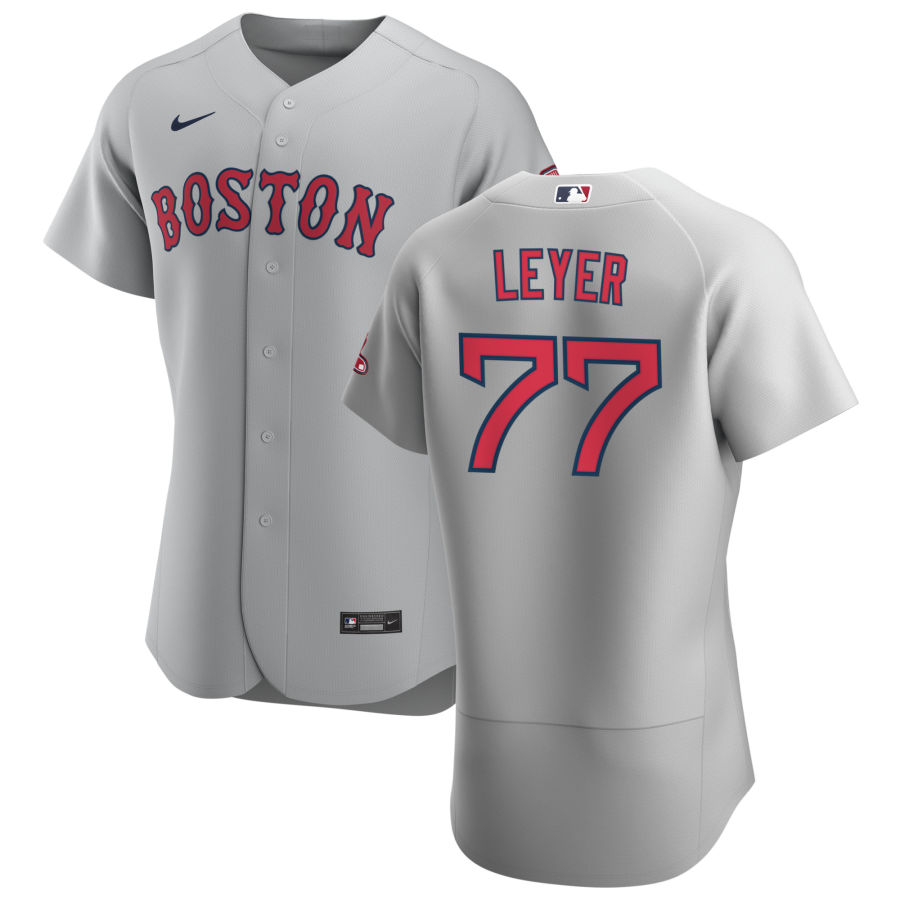 Boston Red Sox #77 Robinson Leyer Men Nike Gray Road 2020 Authentic Team MLB Jersey